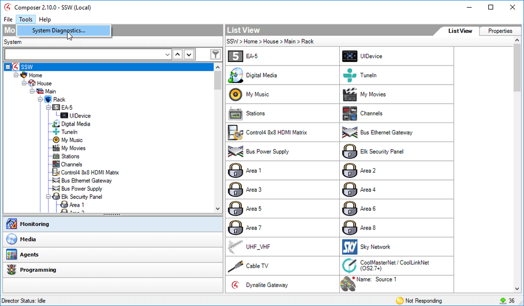 Composer Tools System Dianostics