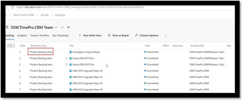 scrum template backlog