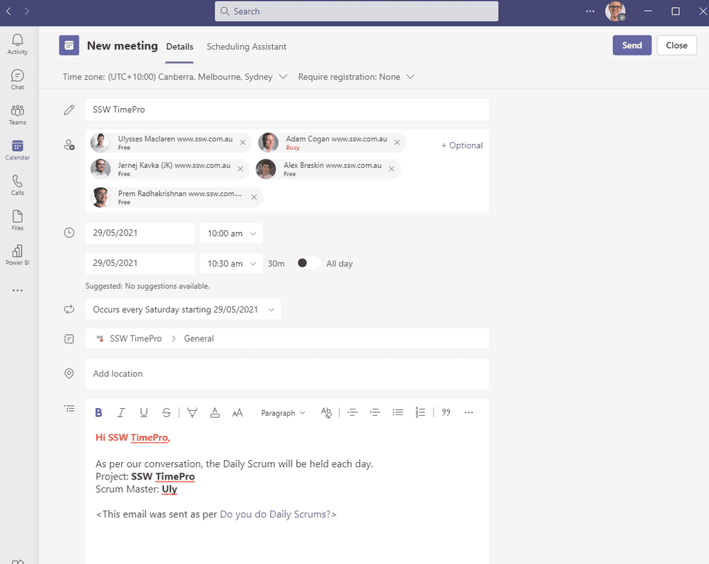 Microsoft Teams New Meeting Setup