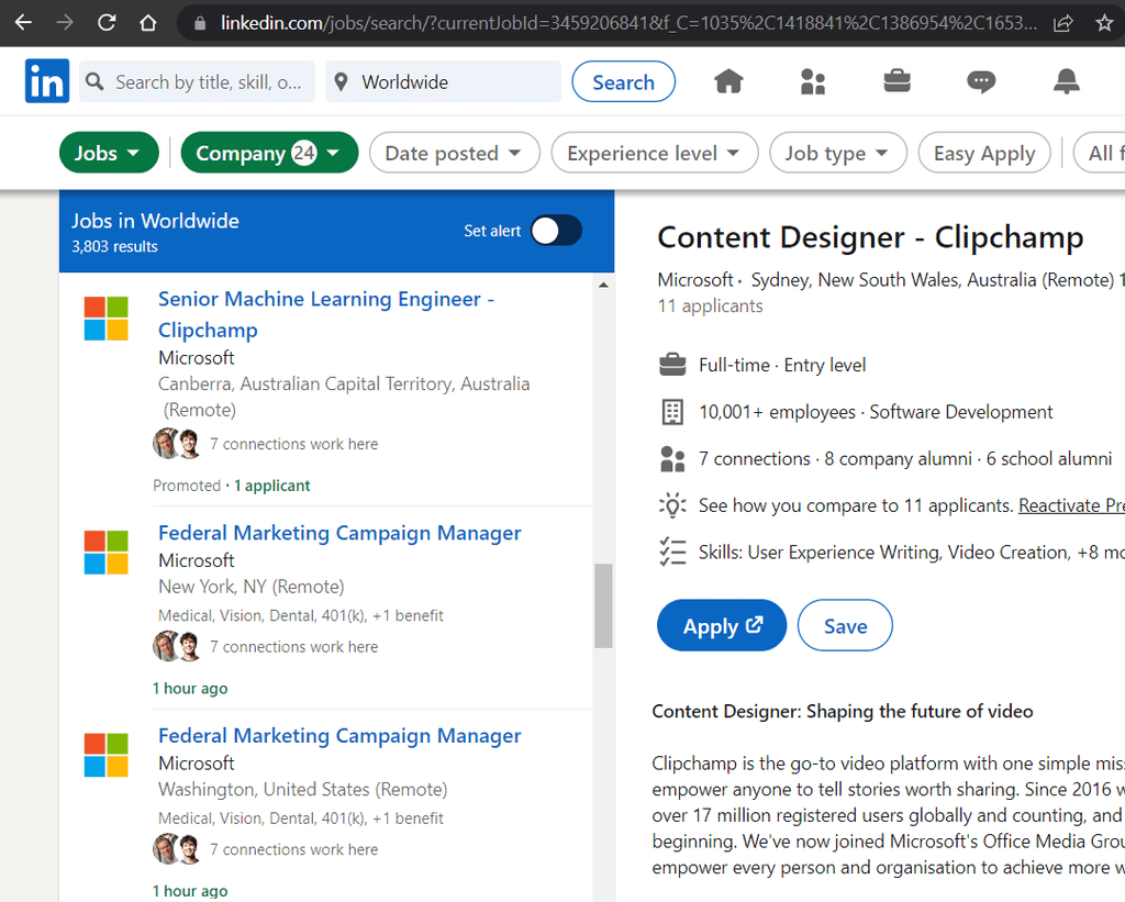 microsoft jobs on linkedin international