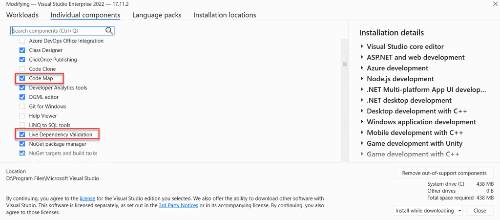 vs installer with graph feature