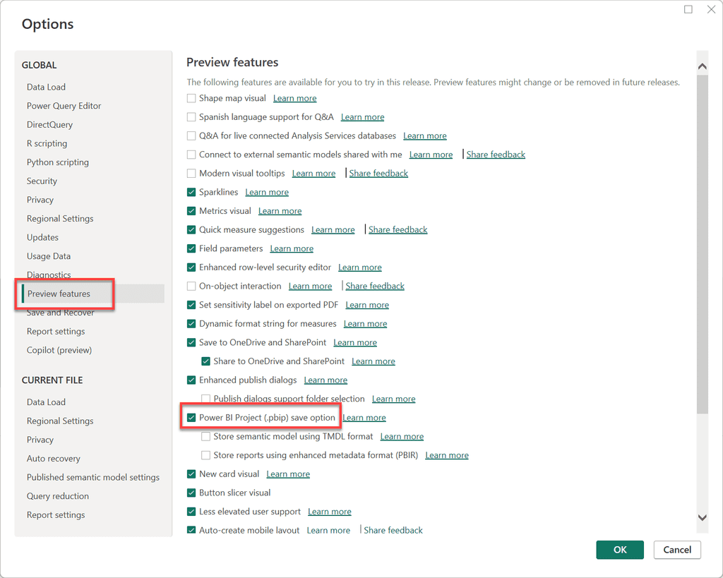 enable pbip format