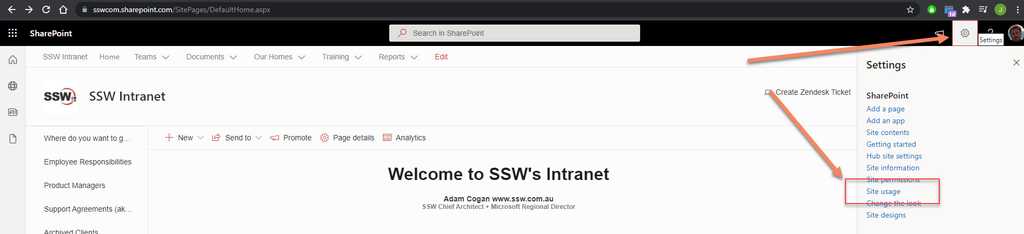 sharepoint site usage